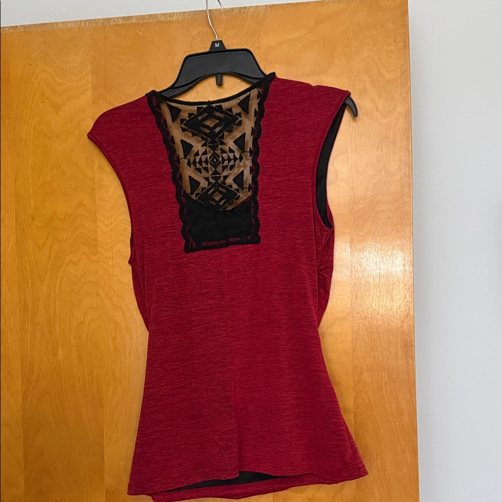 Elegant Red Cowl Neck Top - Picture 2 of 3